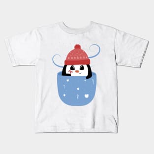 Cute Baby Penguin in Pocket Kids T-Shirt